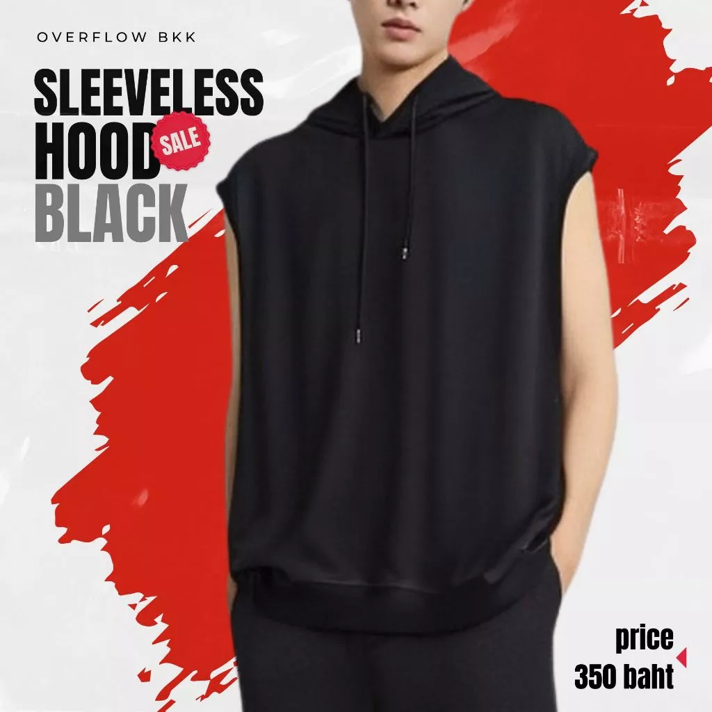 เสื้อฮู้ด แขนกุด ฮู้ดดี้ Sleeveless Hood สีดำ กรมท่า เขียว แดง ชมพู เหลือง ขาว
