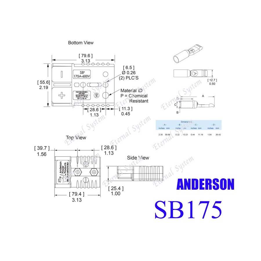 ปลั๊ก Anderson Connector SB175 600V 175A เพาเวอร์ปลั๊กช์ สำหรับ ...