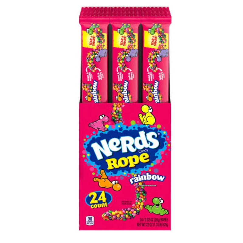 ยกกล่อง ขนม Nerd Rope Rainbow ยกกล่อง 24 ชิ้น นำเข้าจาก USA | Shopee ...