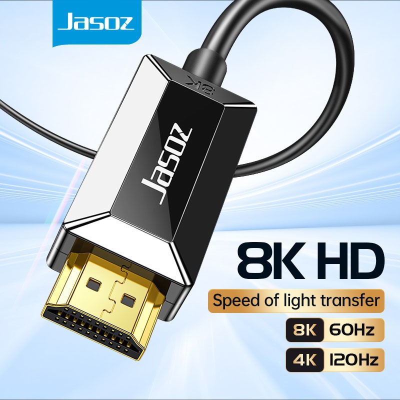 Jasoz HDMI Fiber Cable สายเคเบิล HDMI 2.1 8K/60Hz 48Gbps ความยาว 5m 10m ...