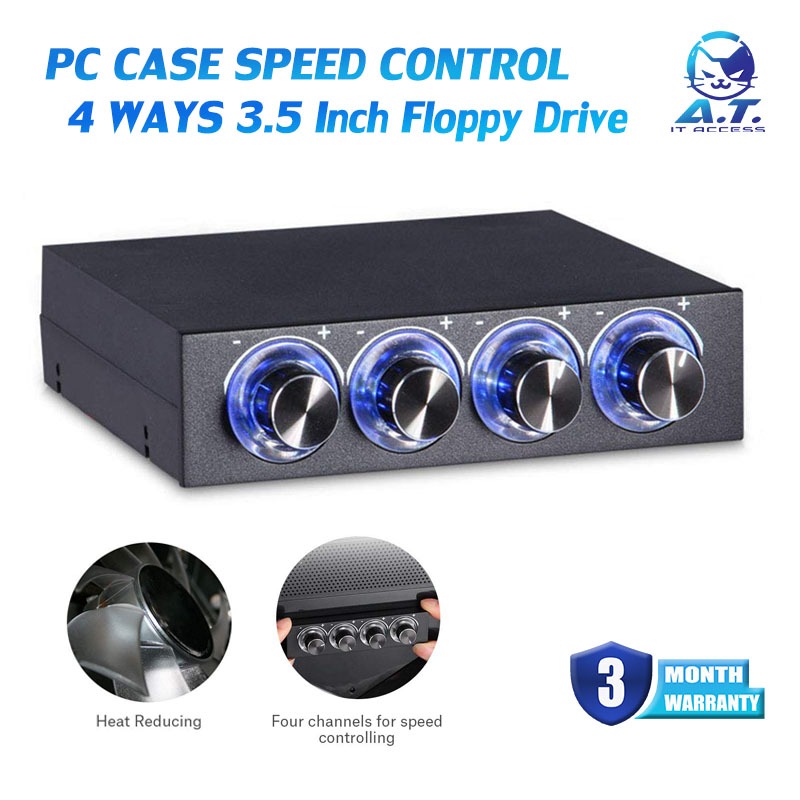 ตัวควบคุมรอบพัดลม 4 Ways Fan Speed Controller PC Case Floppy Disk 2.5 ...