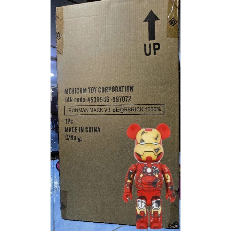 Bearbrick Iron Man Mark VII Damage version 1000% ของแท้ พร้อมส่ง