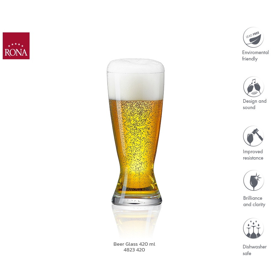 แก้วเบียร์ Rona Weizen Beer Glass 420 ml (1 ใบ) แก้วคริสตัล | Shopee ...