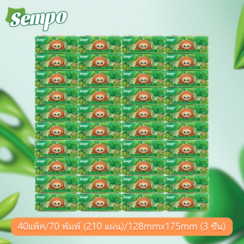 Sempo Tissue กระดาษเช็ดหน้าแบบดึง 40ห่อ 70แผ่น 3ชั้น ใช้ในบ้าน หรือออก ...
