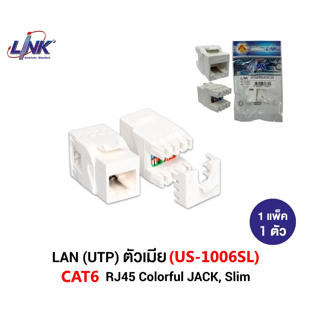 Jack RJ45 CAT6 LINK รุ่น US-1006SL White / US-1006A Color Changeable ...