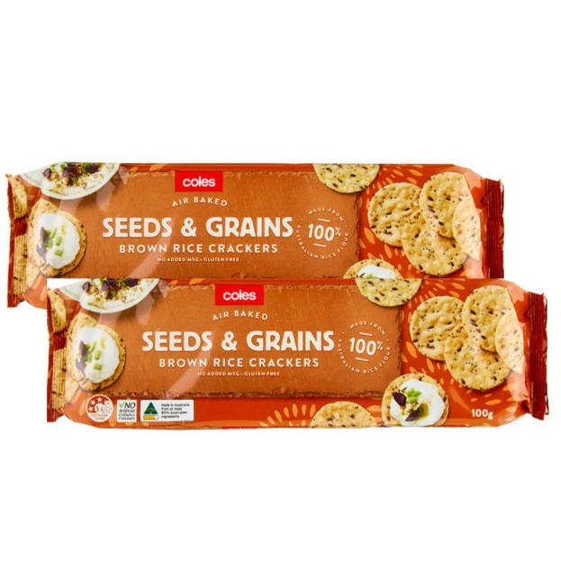 Coles Seeds&Grains Broen Rice Crackers 100g. (2 ห่อ)โคลส์ แครกเกอร์ ...