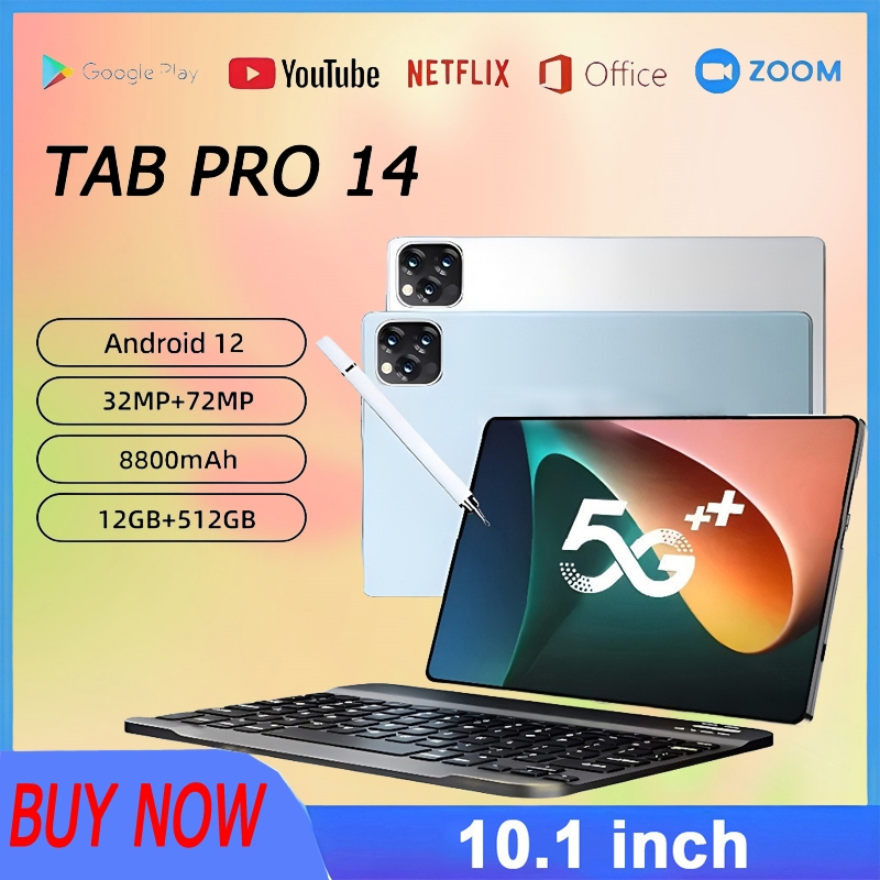 แท็บเล็ตพีซี PRO 14 12+512GB หน่วยความจำ 10.1 นิ้ว หน้าจอ 12+512GB ...