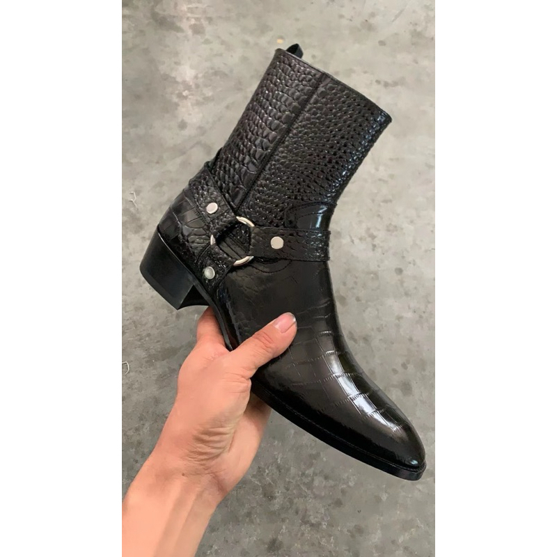 Chelsea Boots Snake black belt เชลซีบูท สีดำ สายคาด หนังงู | Shopee ...
