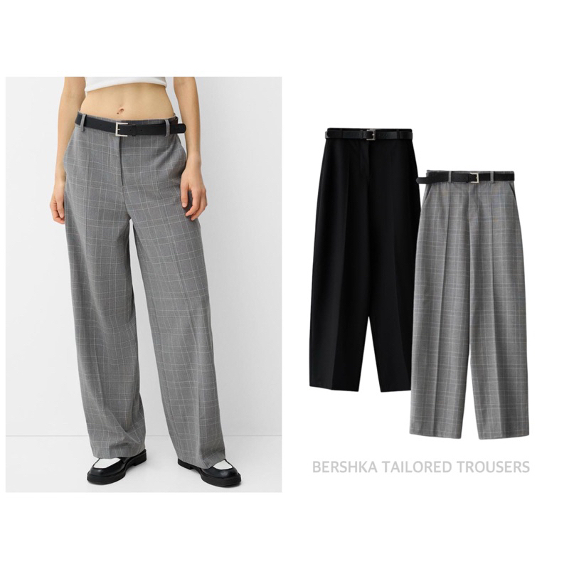 Plaid pants bershka store