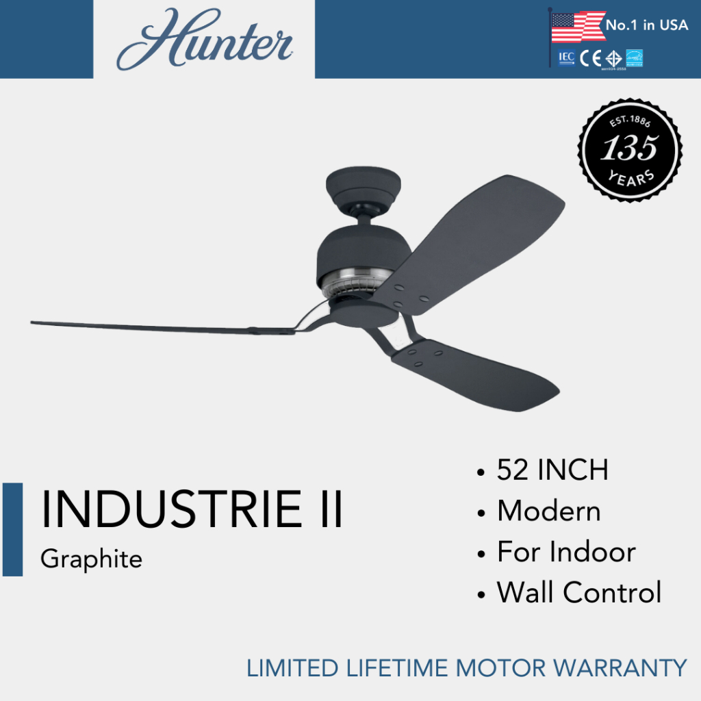 Hunter Fan พัดลมเพดาน รุ่น Industries II - Graphite Graphite Blade 52 ...