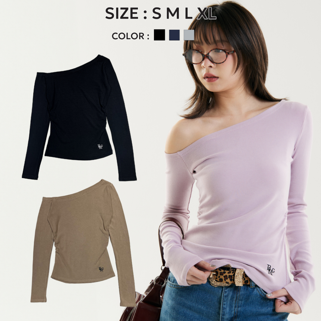 Bemingtop666(S-XL) -Tiramisu Top เสื้อแขนยาว ทรงกึ่งปาดไหล่ | Shopee ...