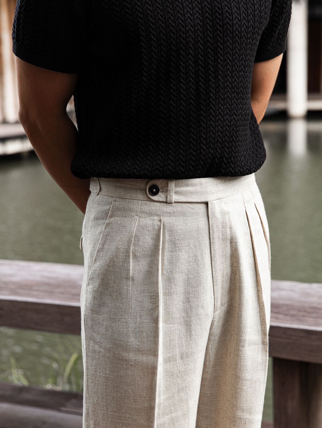 Soho Reverse Pleated Trouser - Coffee Cotton Twill Stretch main image 0
