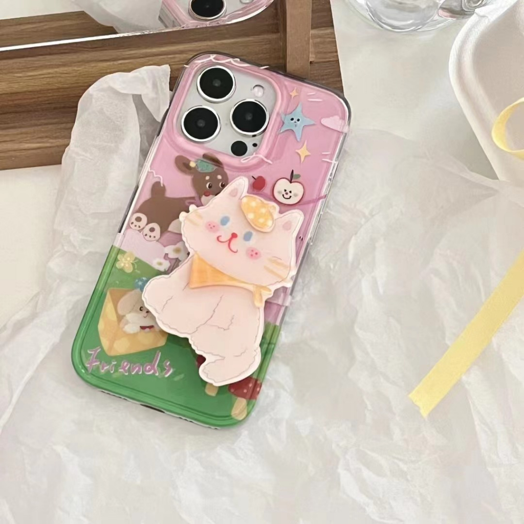 จัดส่ง24ชม-เคสไอโฟน11-12-13-14-pro-max-น่ารัก-การ์ตูน-น่ารัก-ลูกแมว-ขาตั้ง-พาสะดวก-ป้องกันการตก-เคส-iphone-13