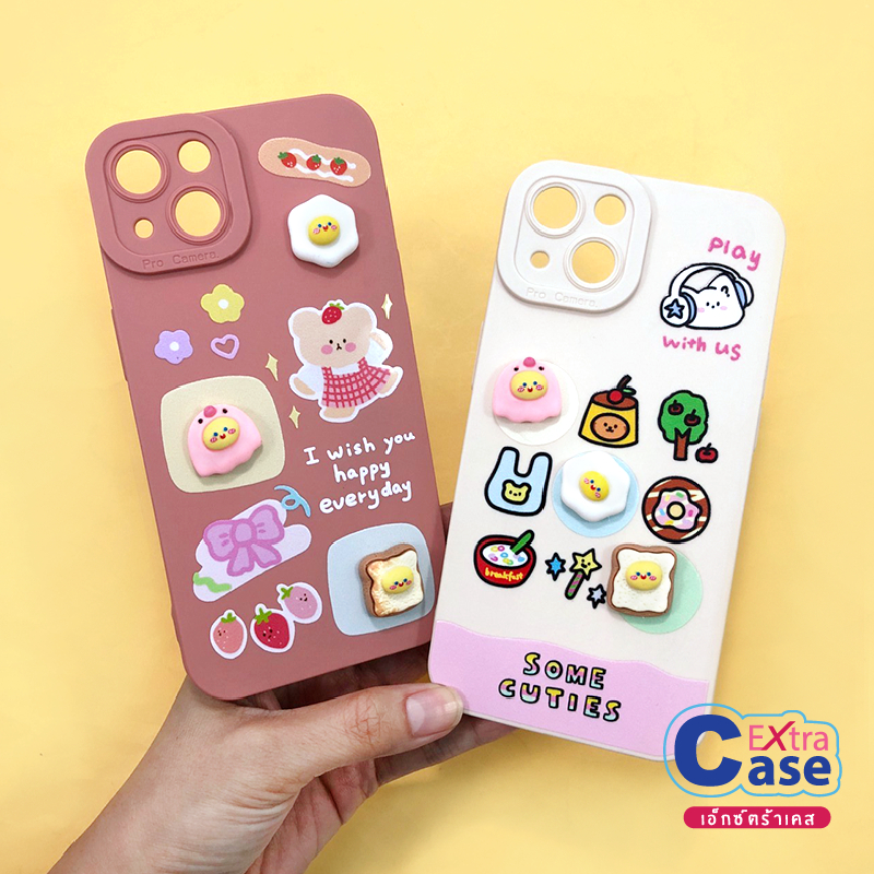 พร้อมส่ง-realme-c33-c53-c55-เคสมือถือนิ่ม-tpu-กันเลนส์กล้องนูนลายการ์ตูนติดอะไหล่นูน-ไข่ดาว-สายรุ้ง