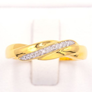 แหวนแถวเฉียง ใส่ติดนิ้วได้ตลอด 💎 แหวนเพชร แหวนทองเพชรแท้ ทองแท้ 37.5% (9K) ME854