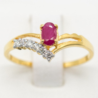 แหวนเพชรทรงปีกนก  ประดับพลอย แหวนเพชร แหวนทองเพชรแท้ ทองแท้ 37.5% (9K) PL112