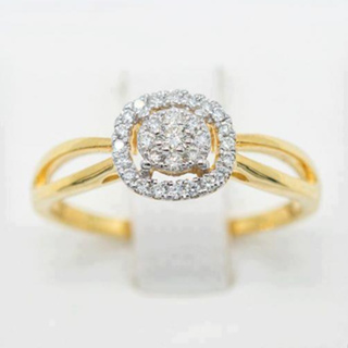ก้านคู่สวยเก๋ ก้านโค้งดูสวยส่งเพชร แหวนเพชร แหวนทองเพชรแท้ ทองแท้ 37.5% (9K) ME551