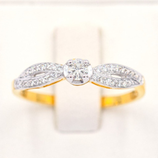 แหวนชู เพชรบ่าข้างไขว้กันสวยๆ 🌹 แหวนเพชร แหวนทองเพชรแท้ ทองแท้ 37.5% (9K) ME940