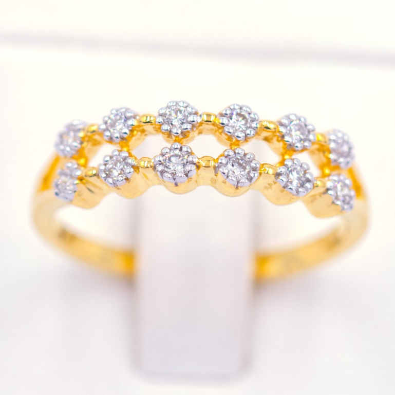 แหวนเพชร-2-แถวกระเปาะจุด-แหวนเพชร-แหวนทองเพชรแท้-ทองแท้-37-5-9k-me962