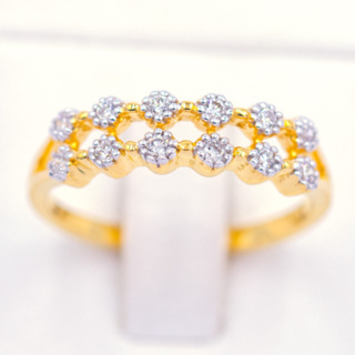 แหวนเพชร 2 แถวกระเปาะจุด แหวนเพชร แหวนทองเพชรแท้ ทองแท้ 37.5% (9K) ME962