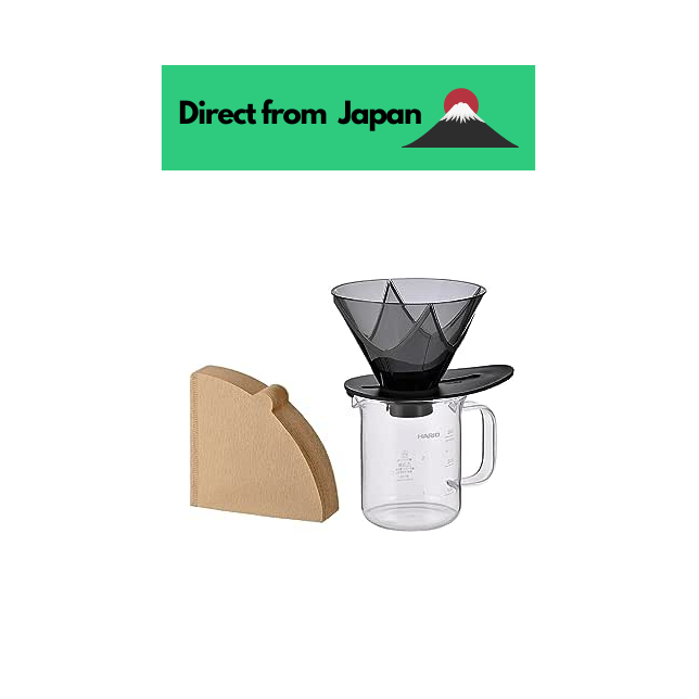 Hario Dripper Mugen ชุดเซิร์ฟเวอร์ 1 ถึง 2 ถ้วย ความจุ 300 มล. สีดําใส