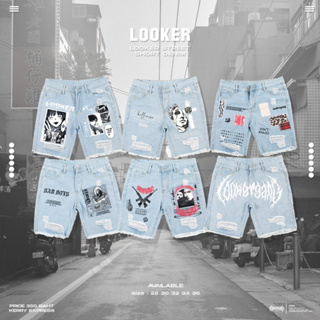 LOOKER-กางเกงยีนส์ขาสั้นลายสกรีน (9%Clothing)