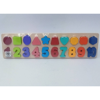 กระดานฉลุรูปทรง-ตัวเลข กระดานไม้ตัวเลข สอนนับเลข รูปทรง ของเล่นฝึกคณิตศาสตร์