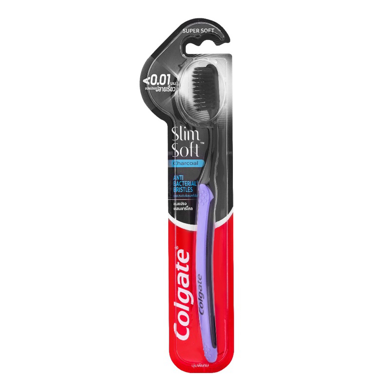 COLGATE SlimSoft Charcoal Toothbrush SuperSoft คอลเกต แปรงสีฟัน สลิมซอ ...