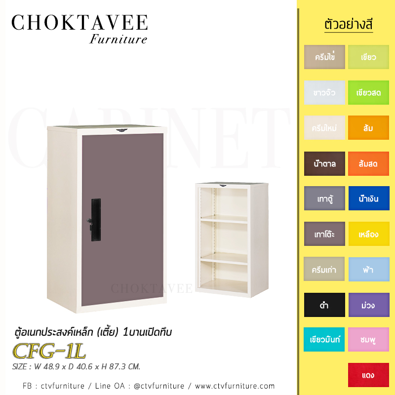 ตู้อเนกประสงค์เหล็ก-เตี้ย-1บานเปิดทึบ-รุ่น-cfg-1l