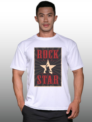 ROCK STAR เสื้อยืดแขนสั้นผู้ชาย Men’s Gym Workout Bodybuilding Muscle T-Shirt