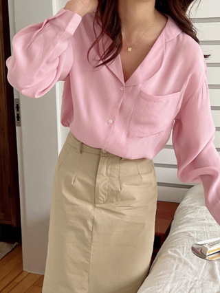 cpjgirlxx | Rosa Shirt - [9.9] เชิ้ตทำงาน สีชมพู เกาหลี