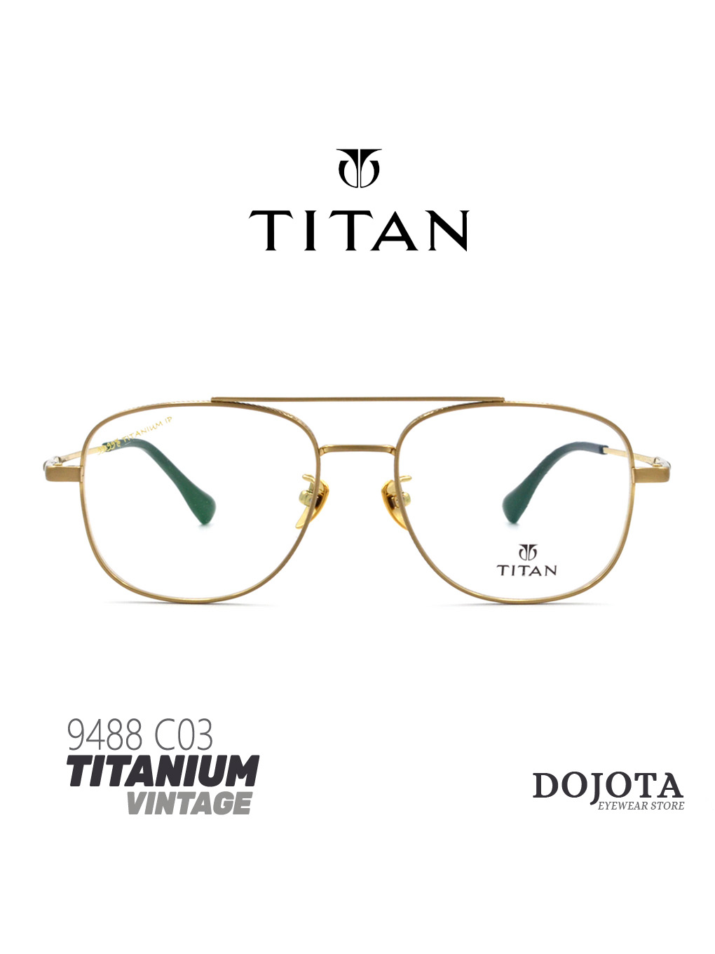 กรอบแว่นไทเทเนี่ยม-สีทอง-titan-รุ่น-9488-c03-สีทอง-golden-สไตล์วินเทจ-คลาสสิค-made-in-korea