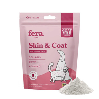 อาหารเสริมสุนัขและแมว Fera Pets Goat Milk สูตร Skin &amp; Coat ขนาด 180 g