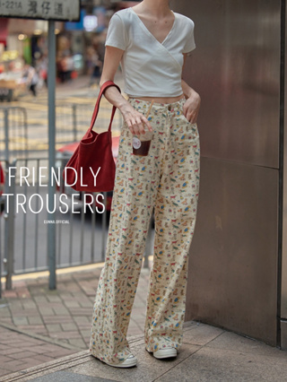 [ลด80.- โค้ด JBMR7] Eunna.official - Friendly trousers กางเกงขายาวลายน้อง🐶🐻