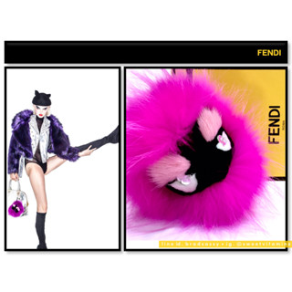FENDI Fuchsia Crystal Eyed Monster Bag Bug Charm (Keychain): ที่ห้อยกระเป๋า ตัวอ้วนๆใหญ่ๆ ขนฟูมากนุ่มนิ่ม น่ารักสุดๆ