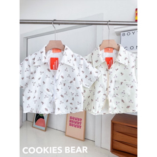 Cookies bear เชิ้ตแขนสั้นผ้าลูกฟูกเนื้อนิ่มพิมพ์ลายหมี