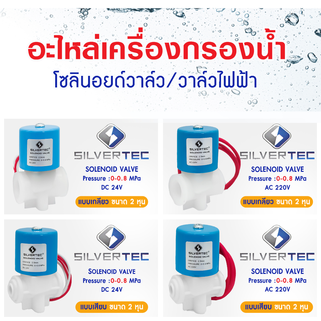 โซลินอยด์วาล์ว 24V 220V Solenoid Valve SILVERTEC เครื่องกรองน้ำดื่มRO ...