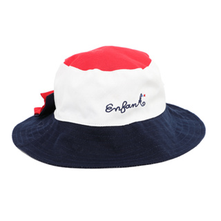 Enfant (อองฟองต์) หมวกเด็กหญิง ลายปารีส สีน้ำเงินตัดขาวแดง ไซซ์ M ขนาด 50cm.