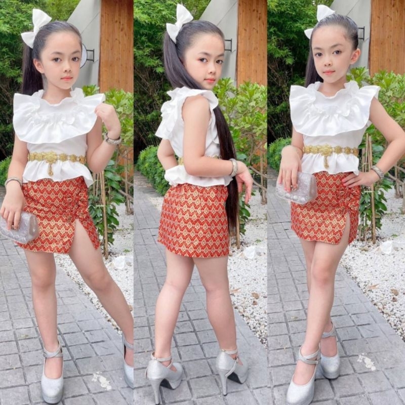 ชุดผ้าลายไทย-ใส่ไปรร-ชุดกระโปรงเด็กหญิง