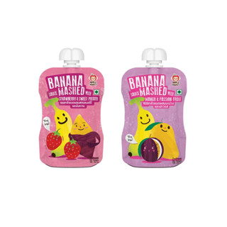 APPLE MONKEY กล้วยน้ำว้าออร์แกนิกบดผสมผลไม้ ขนาด 100 กรัม