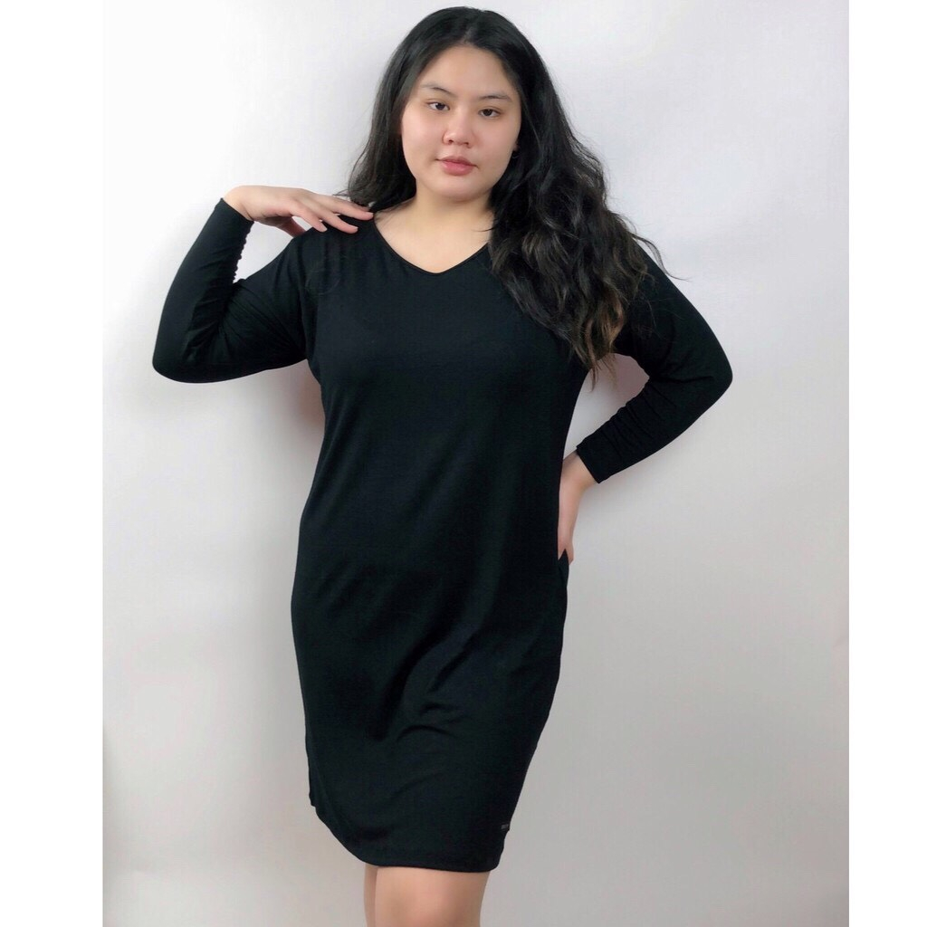 ผ้าร่อง-ยืดแขนยาวเดรส-xxl-แบรนด์-chotyshop-สินค้าผลิตในไทย-สาวอวบคนอ้วนใส่ได้-qltdx