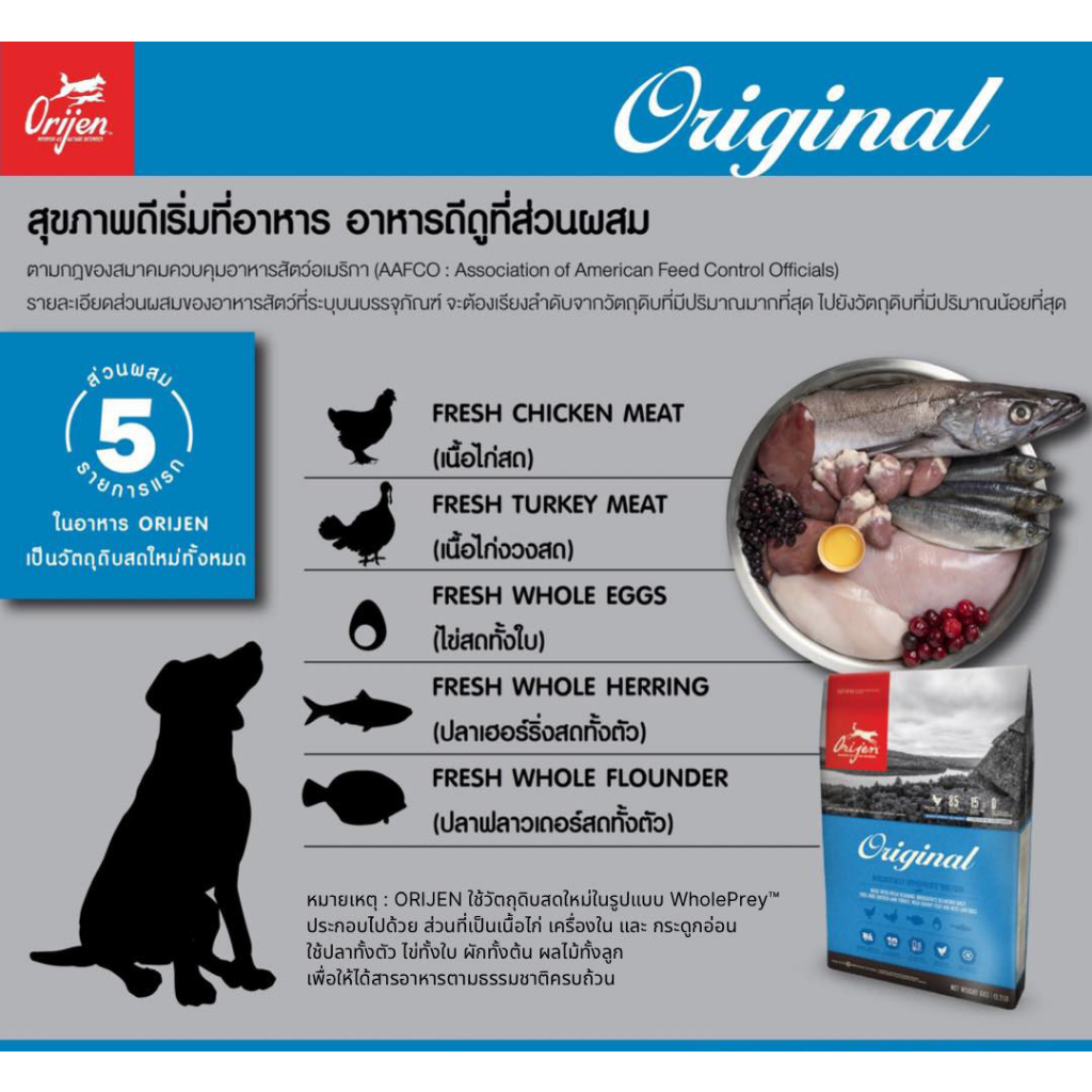 orijen-อาหารสุนัขเกรดซุปเปอร์พรีเมี่ยม-มีให้เลือก-5-สูตร-ขนาด-4-5-6-กิโลกรัม