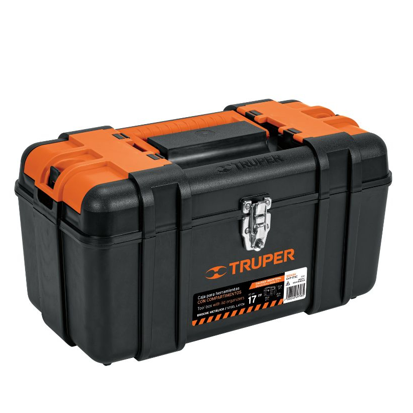 TRUPER 102434 / 102435 กล่องเครื่องมือขนาด 17-20 นิ้ว สีดำส้ม พร้อมตะขอ ...