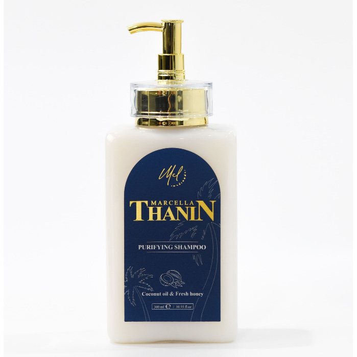 thanin-purifying-shampoo-coconut-oil-amp-fresh-honey-300ml-แชมพู-ทำความสะอาดเส้นผมและหนังศีรษะ-บำรุงเส้นผม