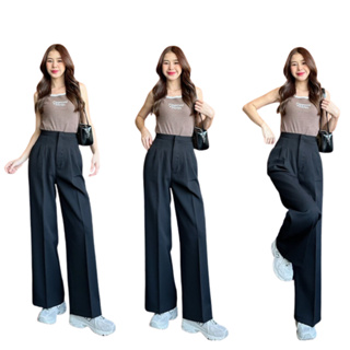 BEMYCHIC (XS-2XL) กางเกงขายาวทรงกระบอกใหญ่ขอบเล็ก กางเกงพรางหุ่น ต้นขา สะโพกรุ่น Summer pants