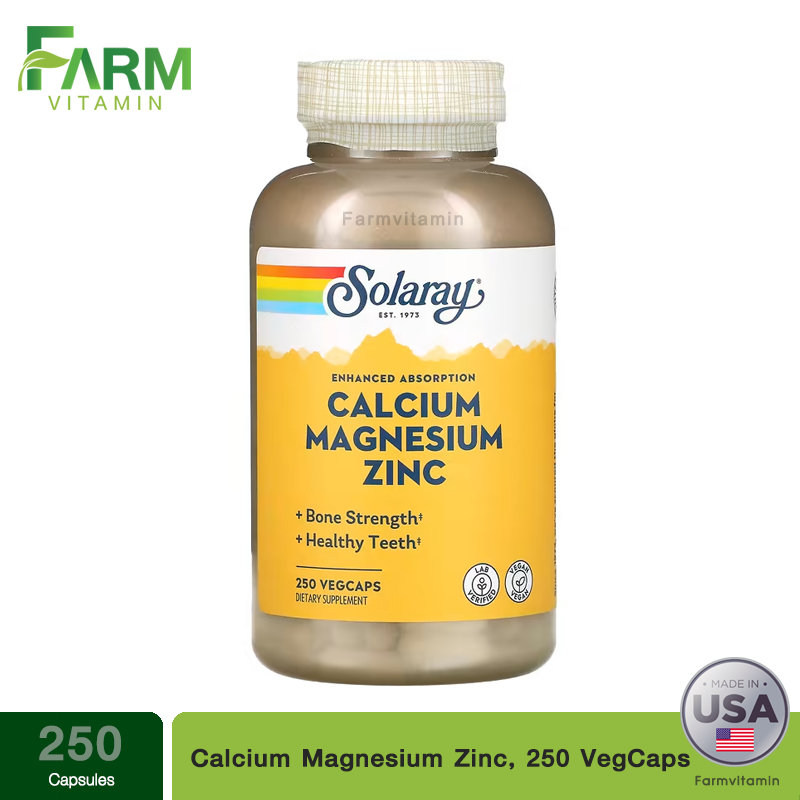 Solaray, Calcium Magnesium Zinc, 100 & 250 VegCaps Shopee Thailand