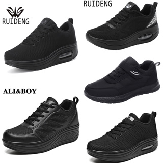 รองเท้าผ้าใบผู้หญิงสีดำล้วน รองเท้าเพื่อสุขภาพ แบรนด์ ALI&amp;BOY,HUIANG,RUIDENG1,RUIDENG257 ไซส์ 35-42