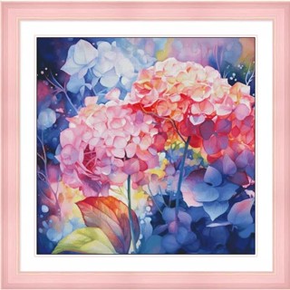 ชุดปักครอสติชพิมพ์ลาย ดอกไม้ ไฮเดรนเยีย (Hydrangea flowers Cross stitch kit)