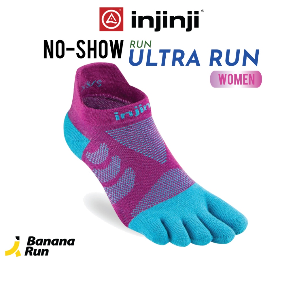 Chaussettes Injinji Ultra Run Crew Femme Berry | 5 Orteils | Coussin Épais | Anti-Ampoules | XS/S (EU 35-40)