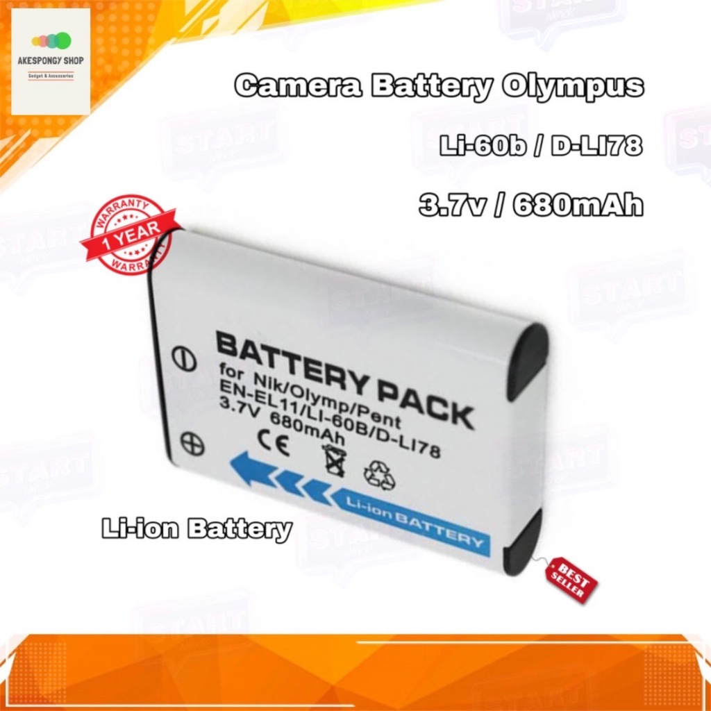 แบตกล้อง Camera Battery Olympus Li60b / DLI78 For FE370,X880,C575 (3.7v/680mAh) Liion